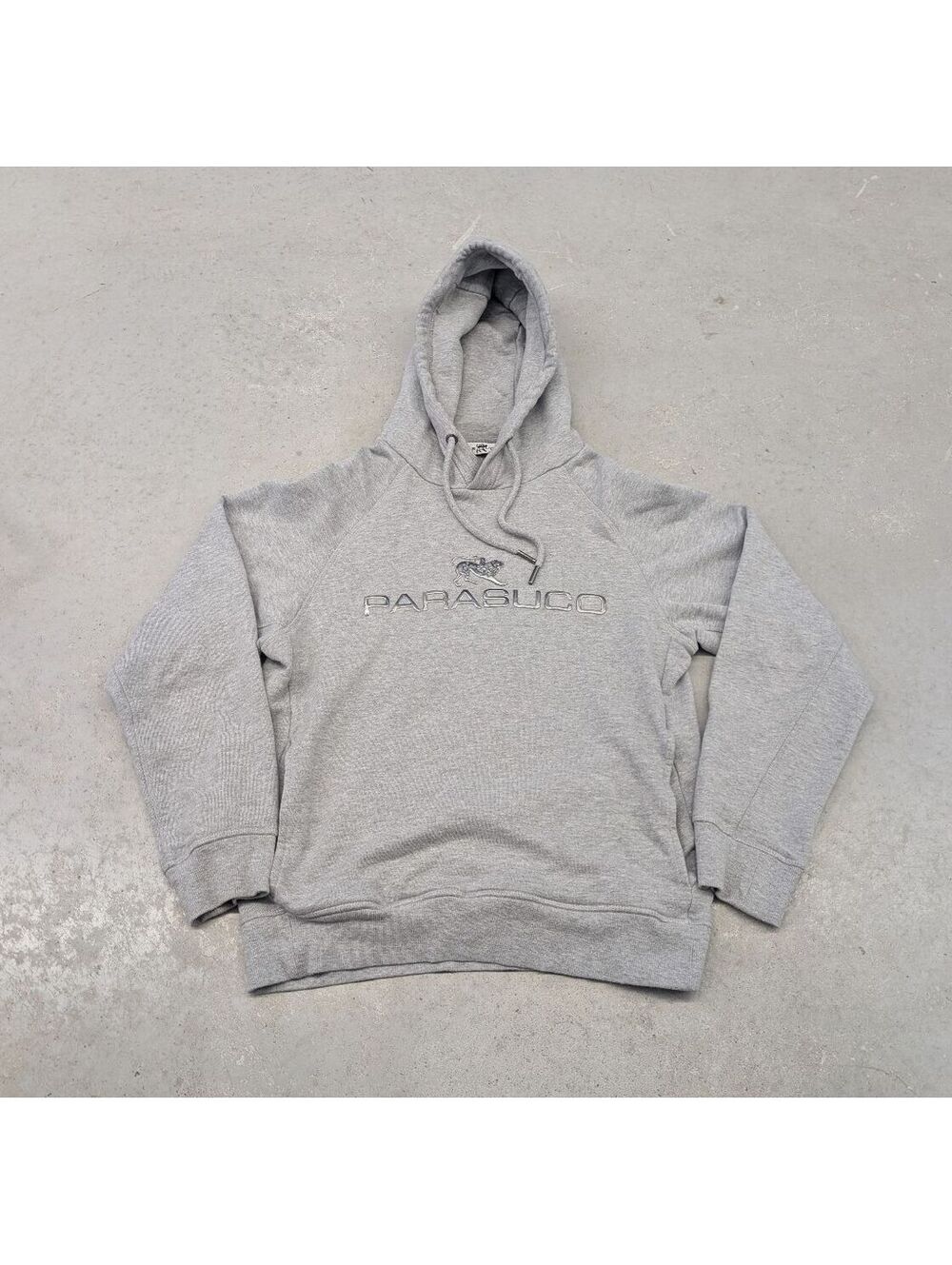 Y2K Parasuco Grey and Silver Logo Over-sized Hoodie